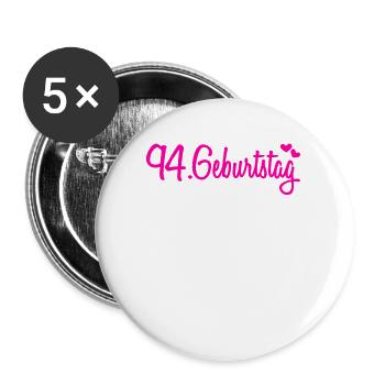 94 Geburtstag Gästebuch 94 Jahre Geschenk - Buttons groß 56 mm (5er Pack) - Weiß - Vorne