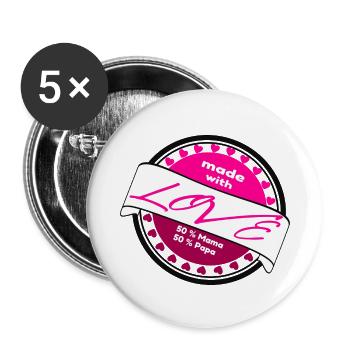 50%Mama 50% Papa Girl - Buttons large 2.2''/56 mm (5-pack) - white - Front