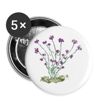 Florale Wildblumenzeichnung - Buttons groß 56 mm (5er Pack) - Weiß - Vorne
