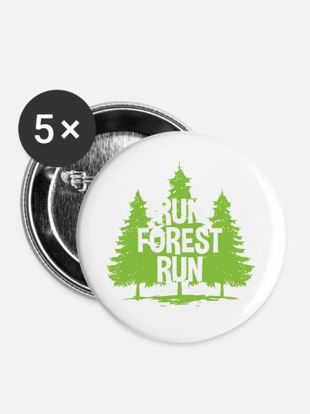 Run Forest Run - Buttons groß 56 mm (5er Pack) - Weiß