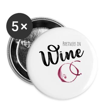 Partners in Wine - Buttons groß 56 mm (5er Pack) - Weiß - Vorne