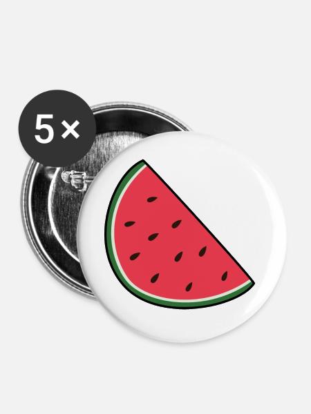 Wassermelone - Buttons groß 56 mm (5er Pack) - Weiß