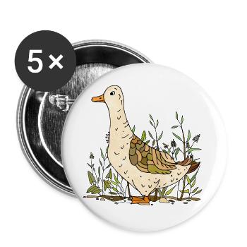 Canard - Lot de 5 grands badges (56 mm) - blanc - Devant