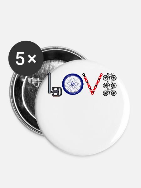 Liebe Fahrrad Rad - Buttons groß 56 mm (5er Pack) - Weiß