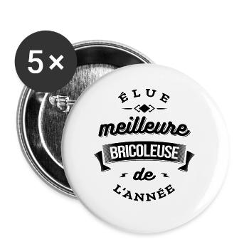 ELUE MEILLEURE BRICOLEUSE DE L'ANNEE - Lot de 5 grands badges (56 mm) - blanc - Devant