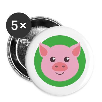 Tête de porc - Lot de 5 grands badges (56 mm) - blanc - Devant