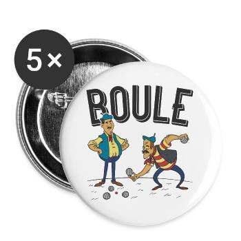 Petanque two players with boules balls boules boule - Buttons large 2.2''/56 mm (5-pack) - white - Front