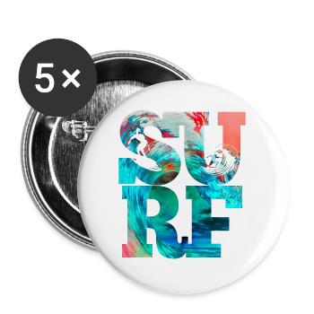 Surf Waves Surfer Beach Surf - Buttons large 2.2''/56 mm (5-pack) - white - Front