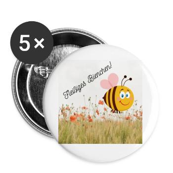 Fleißiges Bienchen - Buttons groß 56 mm (5er Pack) - Weiß - Vorne