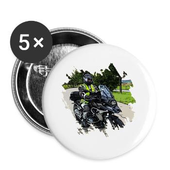 Motorcyclist - Buttons large 2.2''/56 mm (5-pack) - white - Front