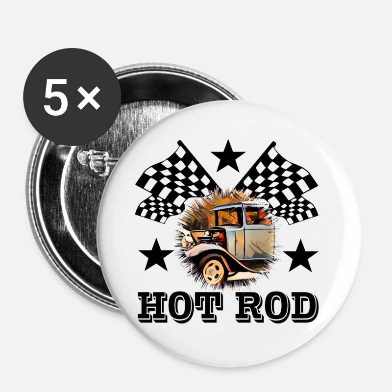 Hot Rod - Buttons large 2.2''/56 mm (5-pack) - white