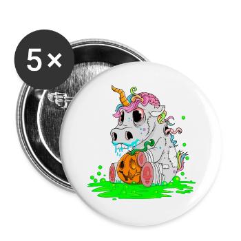 Unicorn Halloween Zombiecorn Horror Gift - Buttons large 2.2''/56 mm (5-pack) - white - Front