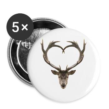 renne - Lot de 5 grands badges (56 mm) - blanc - Devant