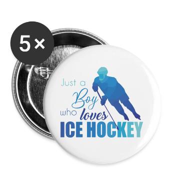 Eishockey - Buttons groß 56 mm (5er Pack) - Weiß - Vorne
