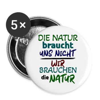 Natur Statement Umwelt Erde - Buttons groß 56 mm (5er Pack) - Weiß - Vorne