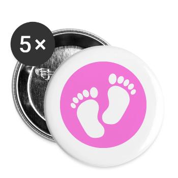 Baby Fuß Füße rosa pink - Buttons groß 56 mm (5er Pack) - Weiß - Vorne