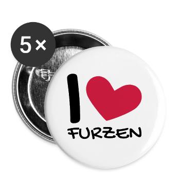 Ich liebe Furzen - Buttons groß 56 mm (5er Pack) - Weiß - Vorne