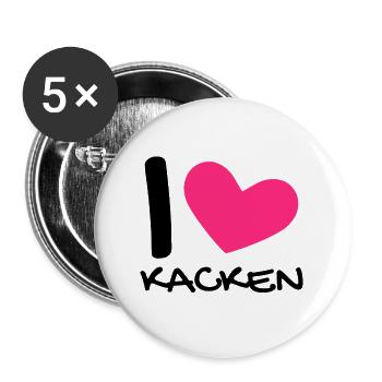 Ich liebe Kacken - Buttons groß 56 mm (5er Pack) - Weiß - Vorne