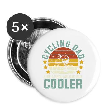 Radfahren Papa wie normaler Vater, aber cooler - Buttons groß 56 mm (5er Pack) - Weiß - Vorne
