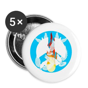 Colombes de la paix de la paix Mouvement mondial pour la paix - Lot de 5 grands badges (56 mm) - blanc - Devant