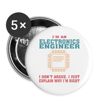 Funny Electronics Engineering Zitat für Electronic - Buttons groß 56 mm (5er Pack) - Weiß - Vorne