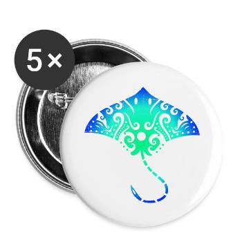 Maori raie Polynésian Tribal Tattoo Idée cadeau cadeau - Lot de 5 grands badges (56 mm) - blanc - Devant