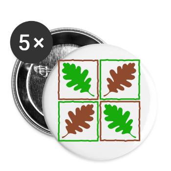 Feuilles de bois allemands feuilles glands automne - Lot de 5 grands badges (56 mm) - blanc - Devant