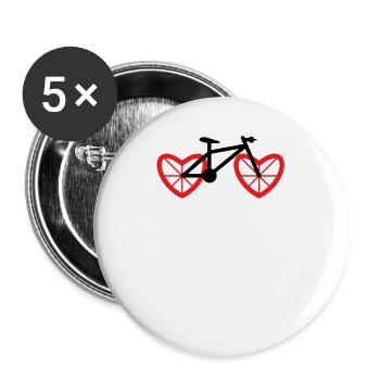Fahrrad Herz Rad - Buttons groß 56 mm (5er Pack) - Weiß - Vorne