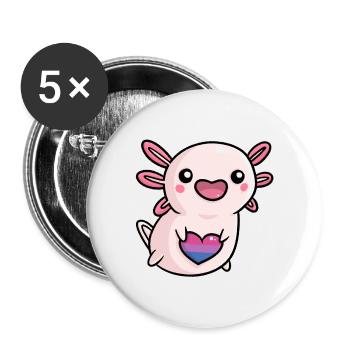 Sweet Axolotl Bi Queer Flag Flag LGBTQ Kawaii - Buttons large 2.2''/56 mm (5-pack) - white - Front