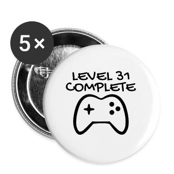 31e anniversaire - Gamer 31 - 31 ans cadeau - Lot de 5 grands badges (56 mm) - blanc - Devant