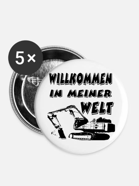 Bagger - Buttons groß 56 mm (5er Pack) - Weiß