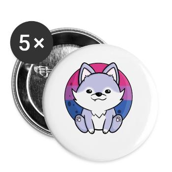 Mignon chien loup bisexuel Bi Drapeau FLAG LGBTQ - Lot de 5 grands badges (56 mm) - blanc - Devant