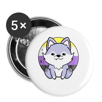 Süßer Wolf Hund Nonbinary Flagge Fahne LGBTQ Mond - Buttons groß 56 mm (5er Pack) - Weiß - Vorne