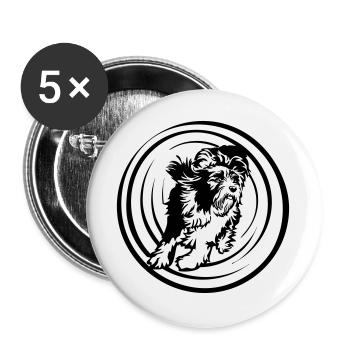 Bearded Collie - Lot de 5 grands badges (56 mm) - blanc - Devant
