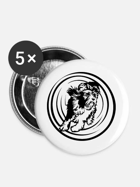 Bearded Collie - Buttons groß 56 mm (5er Pack) - Weiß
