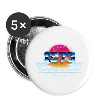Born en 1973 - Lot de 5 grands badges (56 mm) - blanc - Devant