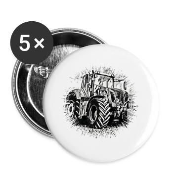 Tracteur - Lot de 5 grands badges (56 mm) - blanc - Devant