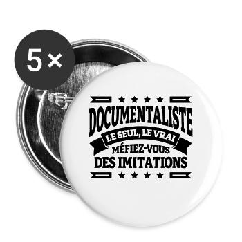 DOCUMENTALISTE LE SEUL LE VRAI - Lot de 5 grands badges (56 mm) - blanc - Devant