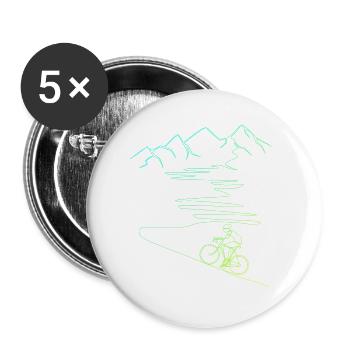 Rennrad mit Berg, Alpenpass, Serpentinen - Buttons groß 56 mm (5er Pack) - Weiß - Vorne