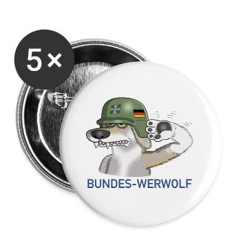 Bundes Werwolf - Buttons groß 56 mm (5er Pack) - Weiß - Vorne