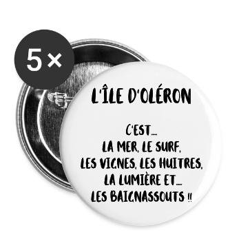 l île d Oléron serie île d'Oléron - Lot de 5 grands badges (56 mm) - blanc - Devant