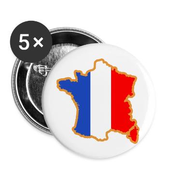 map of France blue flag white red - Buttons large 2.2''/56 mm (5-pack) - white - Front