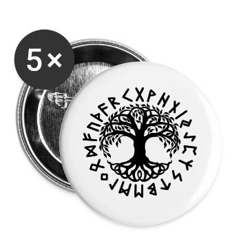 Yggdrasil - Lot de 5 grands badges (56 mm) - blanc - Devant
