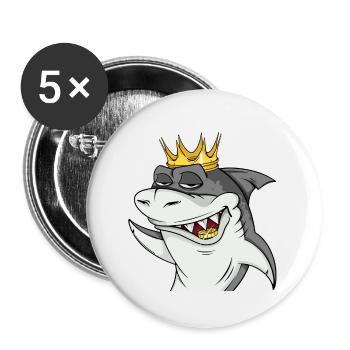 Cooler Hai mit Krone #4 Cool Sharks - Buttons groß 56 mm (5er Pack) - Weiß - Vorne