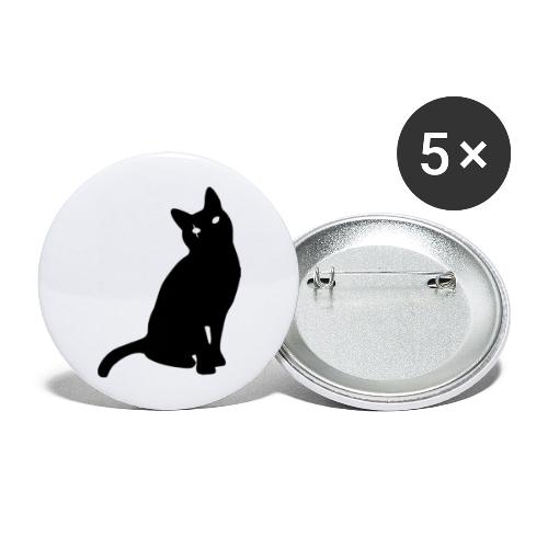 Sort kat 🐈 ⬛ - Buttons/Badges stor, 56 mm (5-pack)