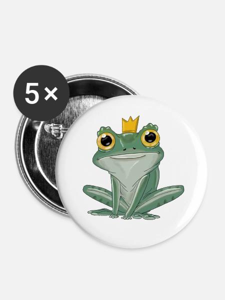 Froschprinzchen - Buttons groß 56 mm (5er Pack) - Weiß