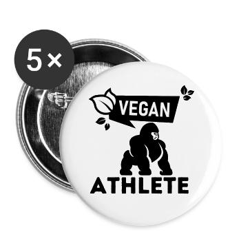 Athlète végétalien Power Fitness Muscles - Lot de 5 grands badges (56 mm) - blanc - Devant