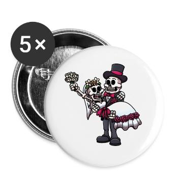 Verheiratete Skelette - Buttons groß 56 mm (5er Pack) - Weiß - Vorne