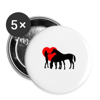 Pferd - Buttons groß 56 mm (5er Pack) - Weiß - Vorne
