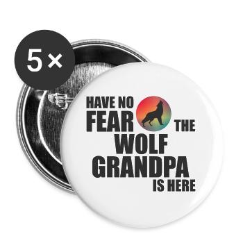 The Wolf Grandpa - Buttons large 2.2''/56 mm (5-pack) - white - Front